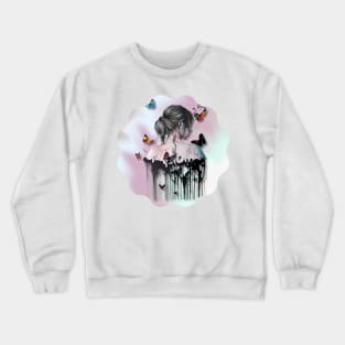 Girl with Butterflies 1 Crewneck Sweatshirt